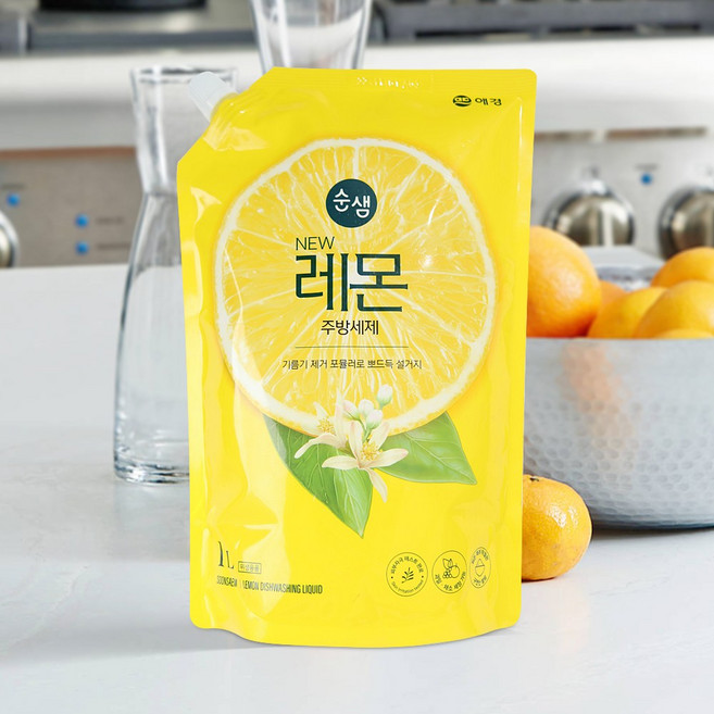 순샘 레몬 주방세제 1L 리필 X 3개 레몬향 기름기 제거, 1개