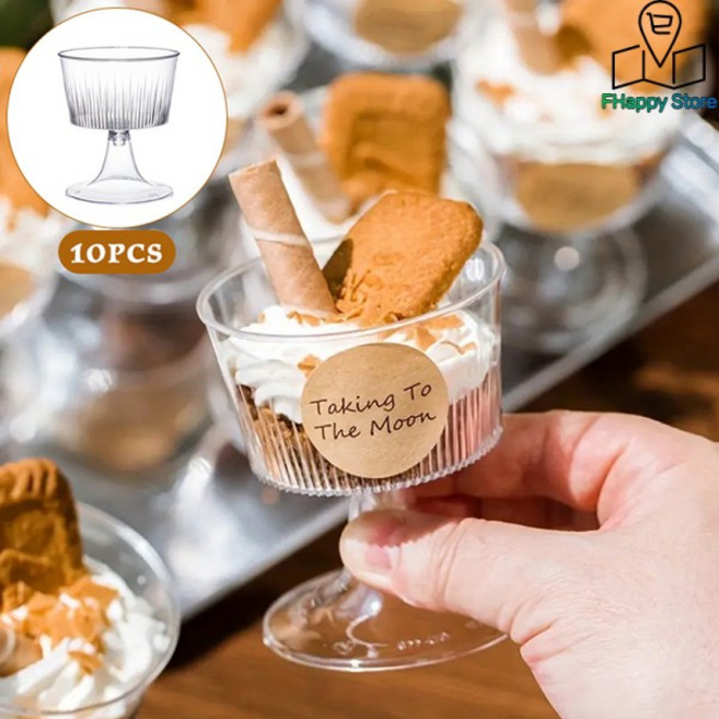 10PCS 일회용 플라스틱 디저트 컵 아이스크림 작은 와인 과일 푸딩 파티 장식에 적합