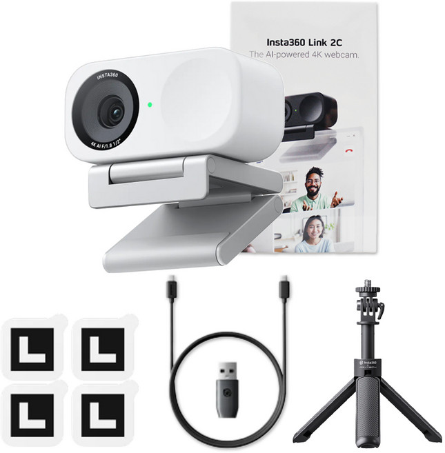 인스타360 링크2 라이브 인공지능 AI 4K 웹캠 삼각대 번들, 화이트, Link 2C 번들