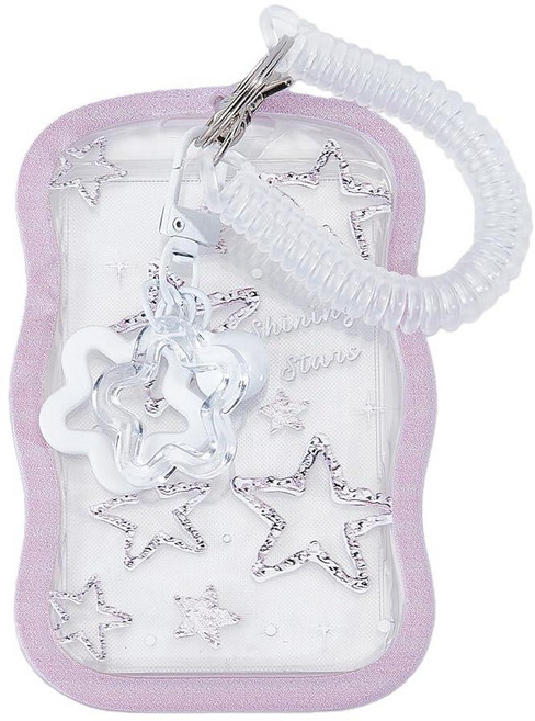 Pink Star Wave Photocard Holder Keychain Cute Kpop Photo Card Holder Transparent Creative photoc, Pink Star Wave Photocard Holde