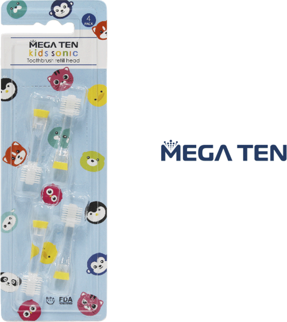 [본사출고] 메가텐 키즈소닉 아동 전동칫솔 소프트 미디엄 리필2P 4P, 소프트4개, 1세트