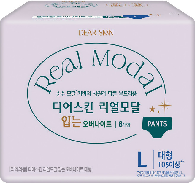 디어스킨 리얼모달 입는 오버나이트, 대형, 8개입, 1개