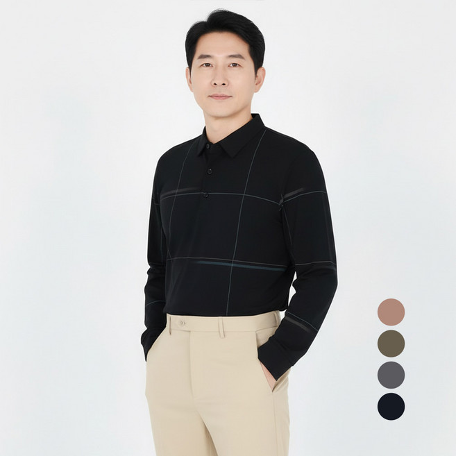 DM 남성용 중년 자카드 라인 티셔츠