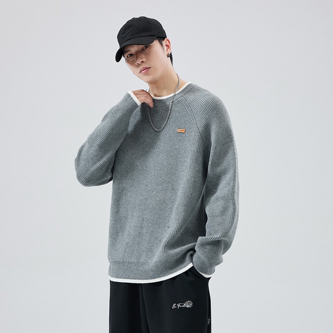 스타일닥터 남성 루즈핏 니트 심플 라운드넥 스웨터