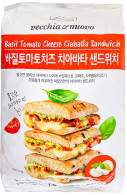 베키아에누보 바질토마토치즈 치아바타 샌드위치, 555g, 1개