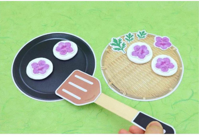 봄철 전통음식 클레이 진달래꽃 화전 만들기 체험놀이 4인 DIY키트 꾸미기세트 선물용 재료, 1개