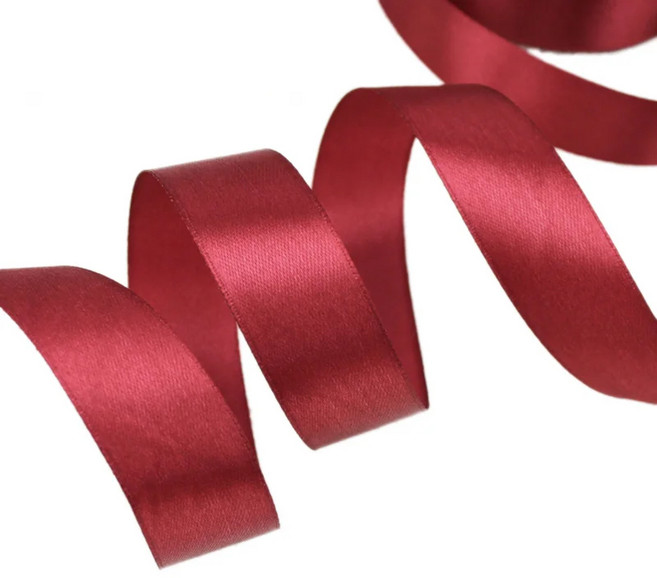 25 yards/roll 25mm넓은 단 하나 측면 사틴 리본 직물 장식 선물 크리스마스 리본 결혼식 꽃 바구니 장식, 1개, 2275cm, Burgundy