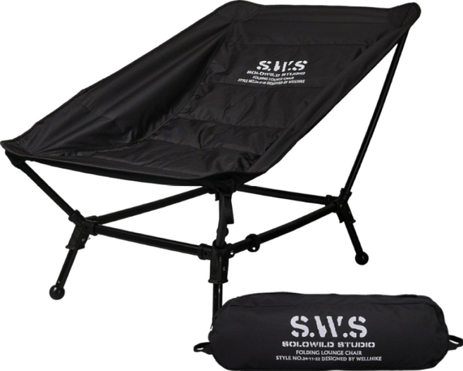 wellhike 躺平椅 露營椅 折疊椅 戶外, 黑色, 1個