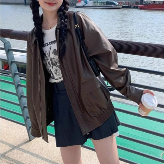 LLHH 韓版 輕薄 皮衣外套