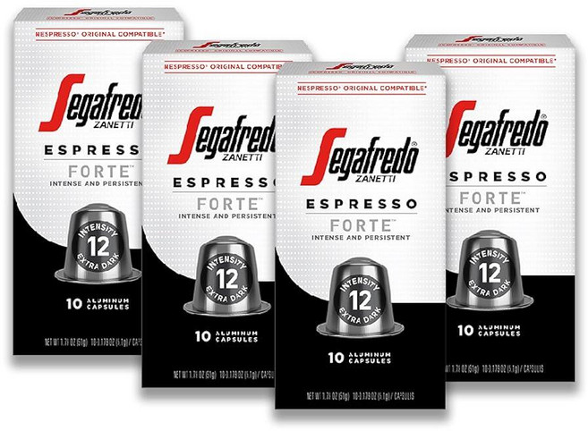 Segafredo Zanetti 에스프레소 캡슐 - 네스프레소 오리지널 머신용 알루미늄 포드 4가지 맛 버라이어티 팩 프리미엄 포르테 오베이션 앙코르 및 신포니아 버라이어티, 10개(4개입 팩)
