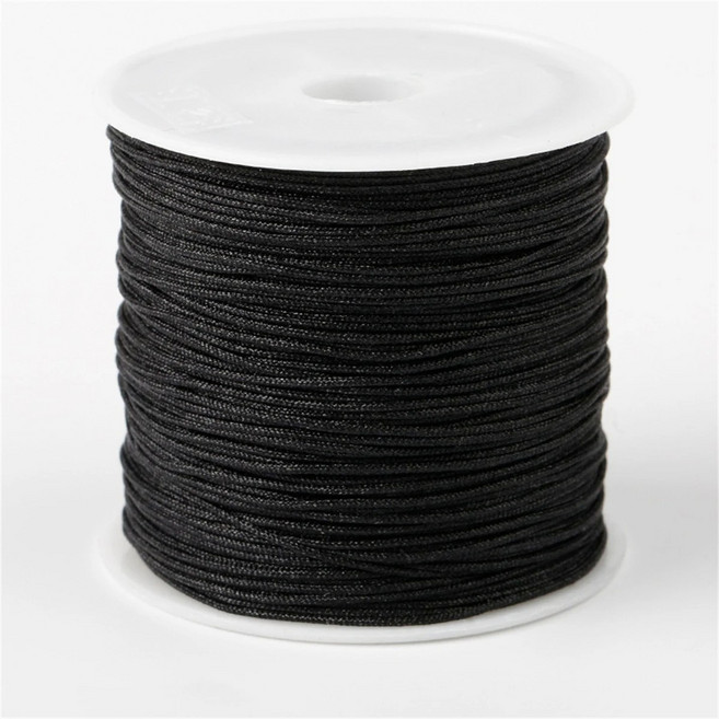 10미터 나일론 실 중국 매듭 엮는 로프 액세서리 제작용 로프 단색 굵기 1.5mm, 6개, 검은색