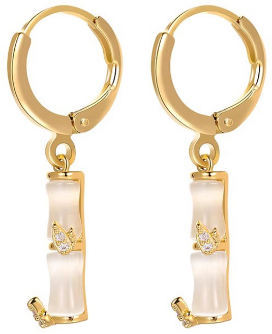 14K 도금 여성 옥 귀걸이 크리스털 금귀걸이 데일리 액세서리