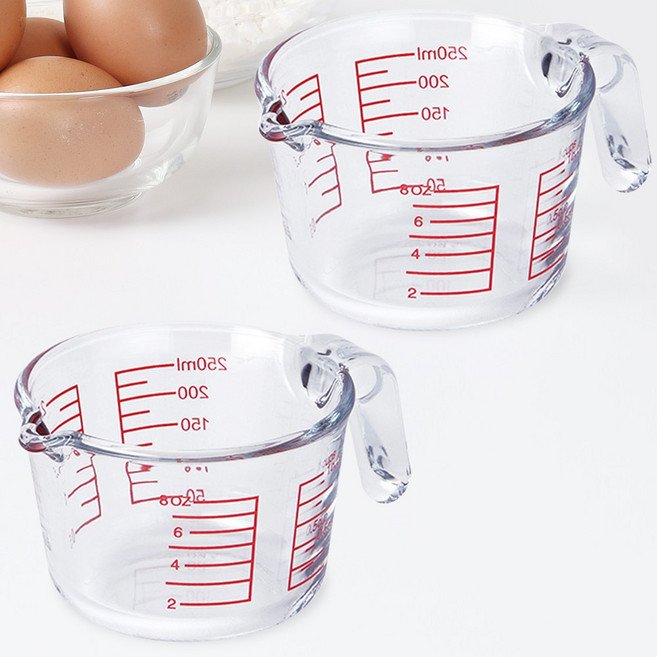 1+1 네오플램 내열유리 계량컵 눈금 비이커 2p 250ml, 투명, 2개