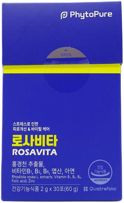 식약처 인정 스트레스 케어 피로개선 영양제 로사비타 홍경천 추출물 비타민B, 1박스, 30회분