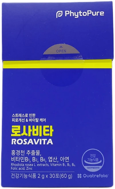 식약처 인정 스트레스 케어 피로개선 영양제 로사비타 홍경천 추출물 비타민B, 1박스, 30회분 - 쿠팡