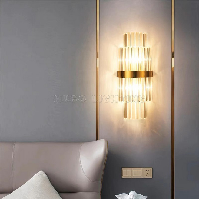 【雨果燈飾】水晶壁燈 背景燈 客廳燈 不銹鋼長方形壁燈 走道燈 樓梯燈 臥室床頭燈