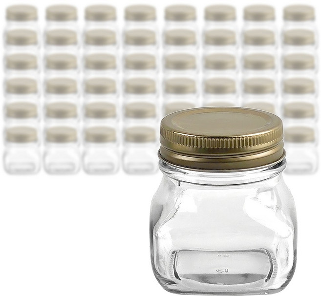 (1박스 48개) 사각 스크류 유리병 150ml 꿀병 밀폐 수제청병 수제청용기 청병 잼병, 골드(s56파이), 1개