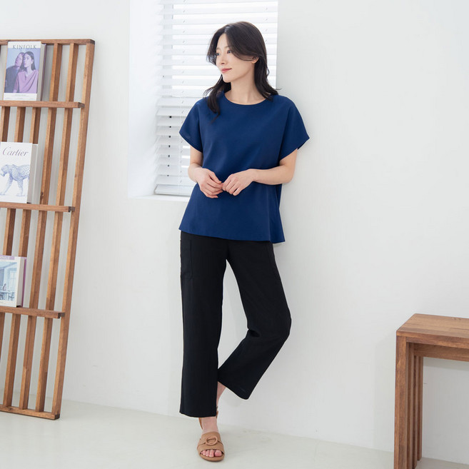 국내산 여성 여름 와플 풍기포 인견 반팔 블라우스 빅사이즈 엄마옷 쿨 냉감