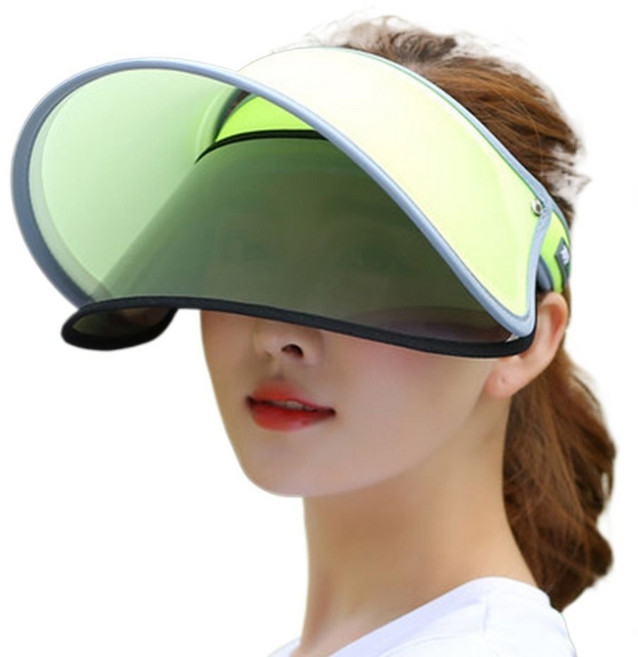 남녀공용 와이드 브림 조절식 얼굴 커버 실드 햇빛 차단 바이저 햇빛가리개 캡 태양 모자, Green