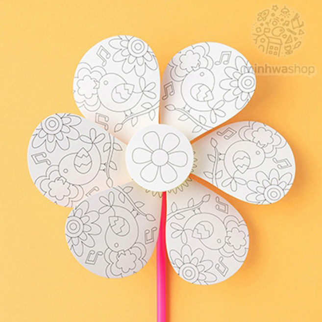 꽃 바람개비 만들기 DIY (4종택일) 단체미술활동 미술놀이 여름미술놀이, 둥근올달새, 1세트