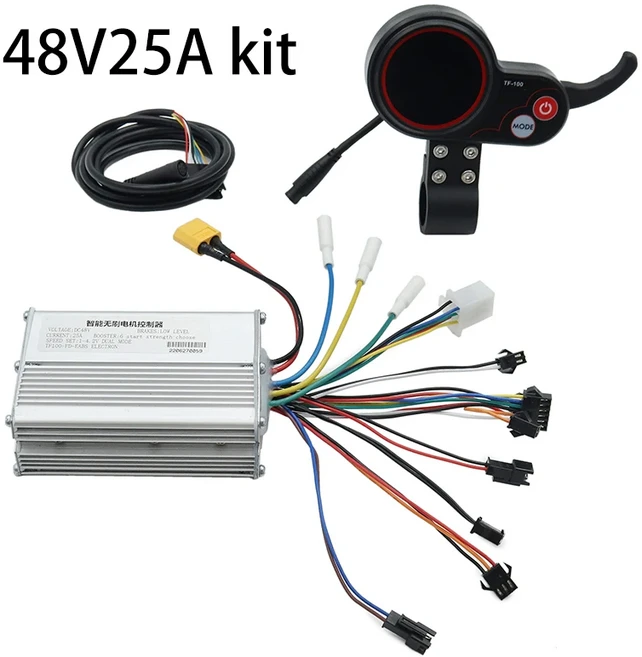 TF-100 전기 스쿠터 36V 48V 브러시리스 지능형 모터 컨트롤러 + Kugoo M4 용 5/6 핀 계측기 디스플레이, 06 48v 25A set