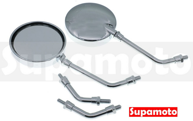 Supamoto M92 復古圓鏡 後照鏡, 1個, 電鍍銀(一對2邊),10正正