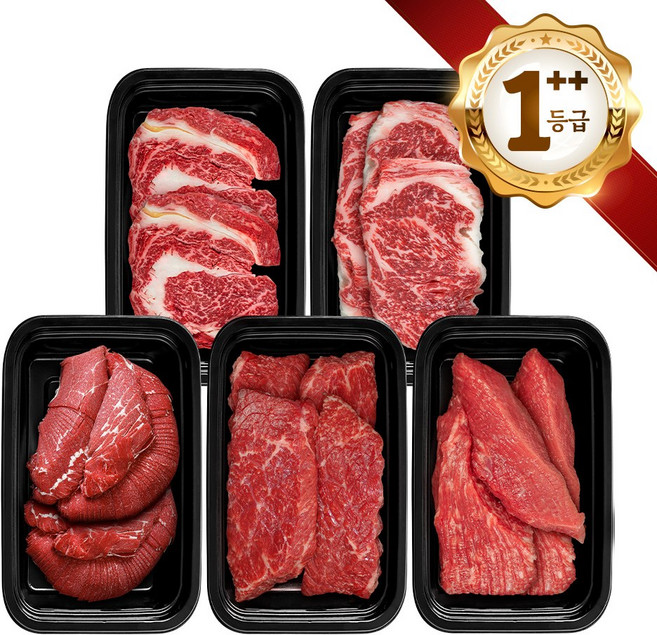 쿠가[냉장] 횡성한우 어사품 1++등급 구이 정육 혼합 5구 5호(총2.5kg)근내지방도7이상[구성 등심+안심채끝(랜덤)+불고기+국거리+장조림], 단품