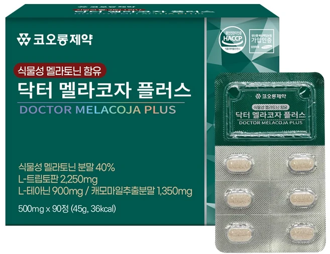 코오롱제약 닥터 멜라코자 플러스(3개월분) 식물성 멜라토닌 1정당 2mg, 1개, 90정 - 쿠팡
