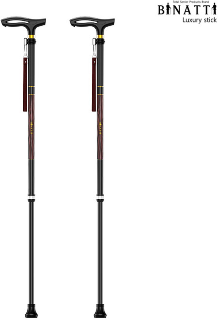 비나띠 예쁜 어르신 튼튼한 일자 길이조절 초경량 카본지팡이, 우드, 1개