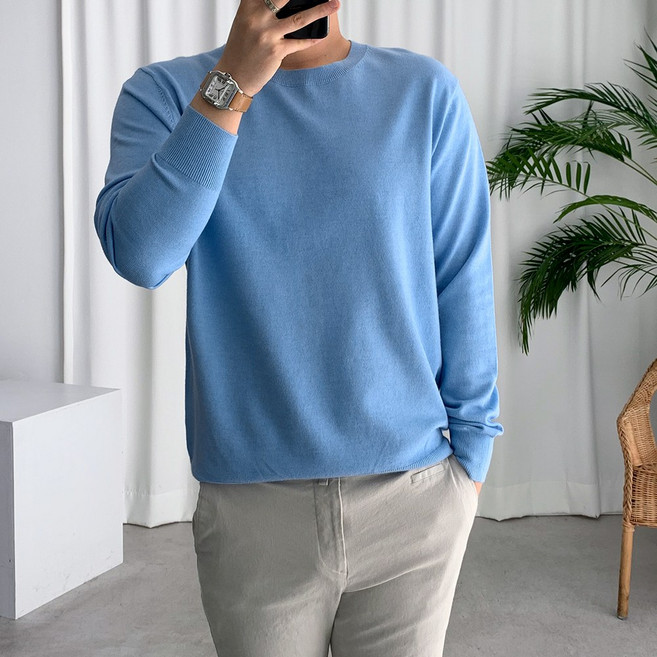 룩플레인 부드럽고 깔끔한 비스코스 세인트 라운드 니트 22color