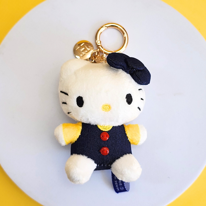BSC 산리오 데님 키링 인형 가방고리 키홀더 자동차키링 인형키링 가꾸, 1개, A. 헬로키티 데님 키링, 8cm