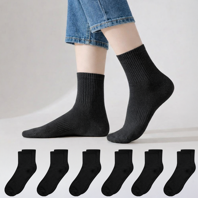 페어링즈 프리미엄 여성 학생 면 무지 중목 양말 세트