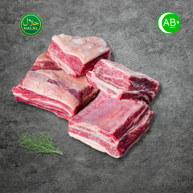 Halal Beef Short Ribs Cubes Frozen 할랄 소갈비 큐브컷 냉동, 3개, 800g