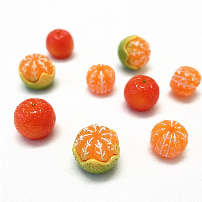 (3개입)입체 오렌지 귤 플라스틱 데코덴 파츠, (PL101-18) 초록껍질오렌지, 3개