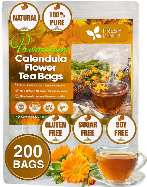 프리미엄 135 밀크 씨슬 티백 100 천연 및 씨앗에서 추출한 순수 씨앗 허브 티. 씨드 소재 티백으로 제작. 설탕 카페인 없음 글루텐 비건., Calendula, 200 Tea Bags, 1개, 1) 금잔화 - 200 Tea Bags, 200개입