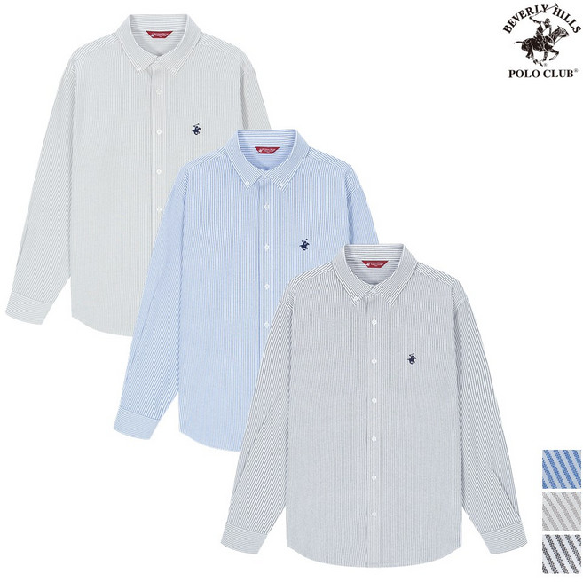 비버리힐즈폴로클럽 시즌프리 스트라이프 옥스포드 긴팔 셔츠 (3컬러) EPH3S03
