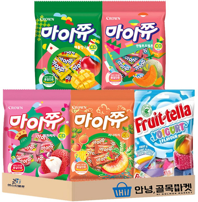 츄잉캔디 100g 5종 세트 ( 마이쮸 핑크리치 + 애플망고 + 써니피치 + 켄털루프멜론 + 후르트텔라 ), 1세트