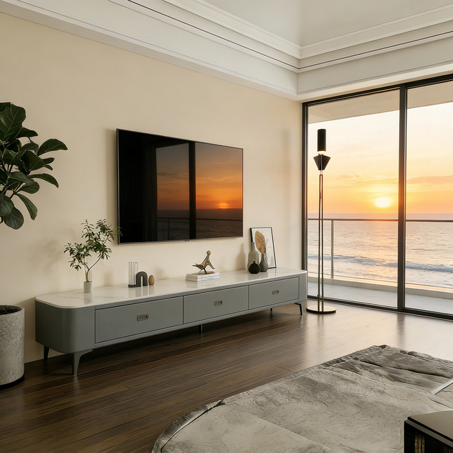 조립 필요 없음 거실 모던 티비다이 거실장 다용도 서랍장 가정용 tv다이, 회색