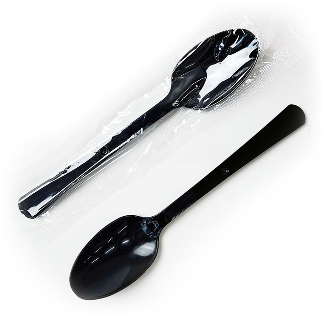 일회용 숟가락 블랙 국내생산 개별 비닐포장, 1개, 1000개입