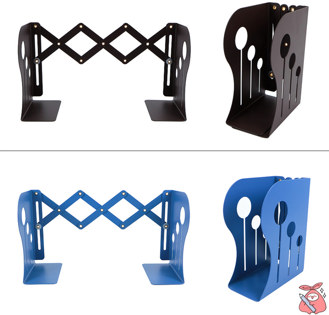 해피J보따리 국내산 스틸 접이식 책꽂이 소 자바라식 길이조절 프레임 철제 책상책꽂이, 1단, 블루