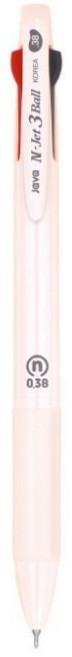 자바펜 제트3볼 3색 볼펜 0.38mm, 분홍색, 1개