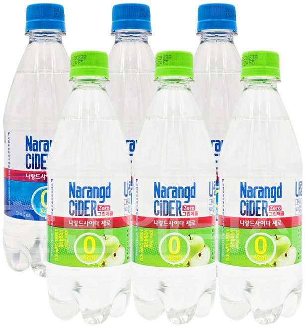 [한번에먹자] 500ml 제로탄산 혼합세트 / 나랑드사이다 + 나랑드사이다 그린애플, 6개