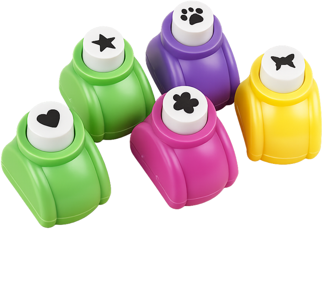 미니 종이 펀칭기 5종 세트 다꾸 펀치 다이어리 꾸미기 모양 펀치, 1세트, 하트,별,네잎클로버,나비,강아지발