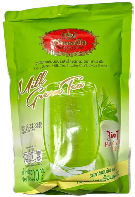 ChaTraMue Brand 3合1綠奶茶粉 泰式風味 冷熱皆宜, 500g, 1個, 1個裝