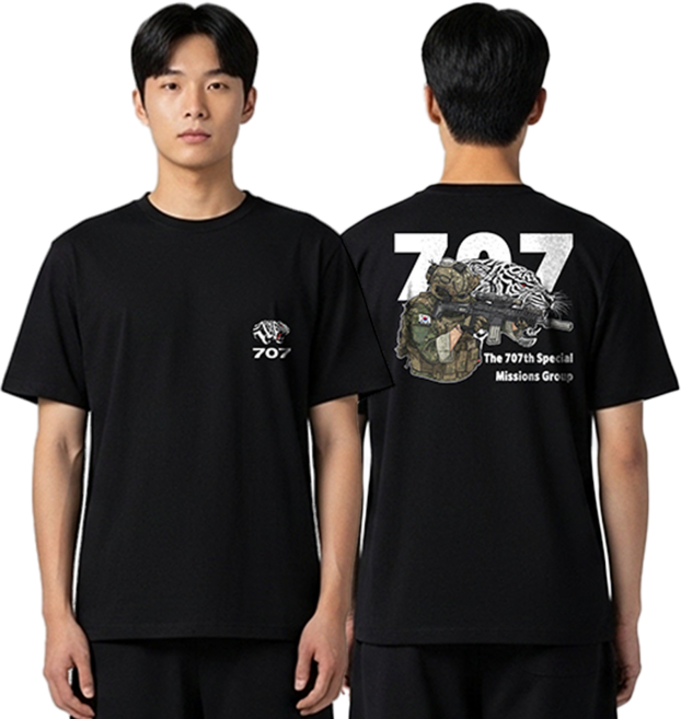 로크택티컬 (1+1) 국산 707 특수임무단(컬러) 면100% 로카티 군인티셔츠