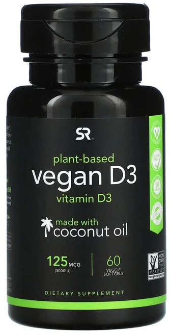 스포츠리서치 Vegan Vitamin 비건 비타민 D3 5000IU 125mcg 60정, 1개 - 쿠팡