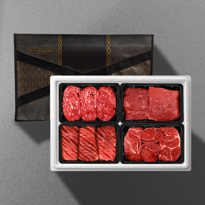 [기품맛담] 1등급 횡성한우 암소정육혼합 1.6kg 선물세트1호(불4국4산4장4), 1박스