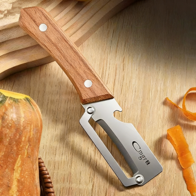 스테인레스 스틸 필러 필링을위한 나무 손잡이 야채 절단 내구성 부드러운 작동 주방 악세사리, Log form, 1개