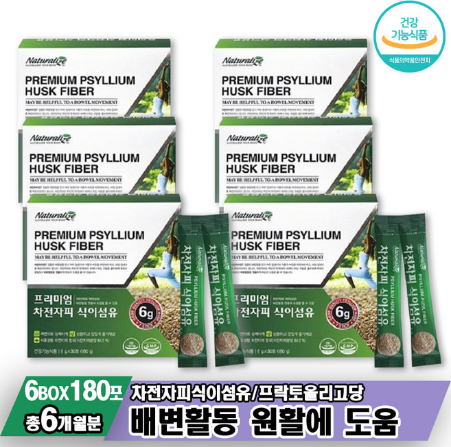 상쾌한 쾌변 상큼한 프리미엄 차전자피식이섬유 30포 6박스 식물성차전자피분말 프락토올리고당, 6개