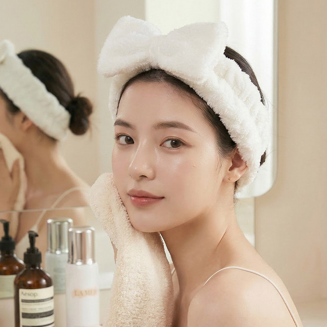 더자카 냐옹이 헤어밴드, 화이트, 2개